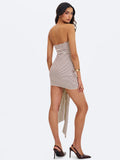 Tommie Ivory & Burgundy Lyocell Jersey Tie Strap Mini Dress