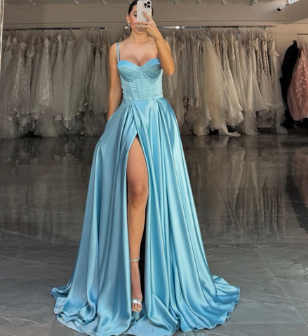 A Line Satin Bustier Maxi Dress Sage / 2 A Line Satin Bustier Maxi Dress Sage / 2