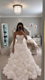 RUFFLE FLOWER LACE BRIDAL GOWN