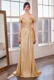 OFF SHOULDER STRAIGHT GLITTER GOWN