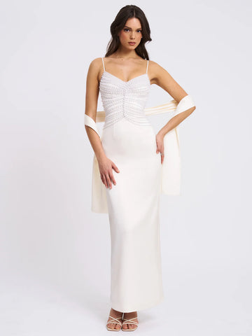 Karmen Pearl Top Pencil Slip Gown With Scar