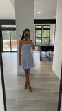 Valentina Baby Blue Boned Curve Edge Mini Dress