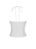 Waverly White Cotton Poplin Button-Front Sweetheart Halter Top