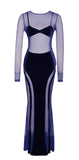 ROBE LONGUE EN VELOURS BLEU MARINE SHANNON