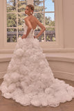 RUFFLE FLOWER LACE BRIDAL GOWN