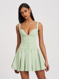 TALA PISTACHIO SLEEVELESS PLEAT MINI DRESS