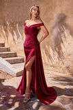 FITTED OFF SHOULDER DRAPED GOWN