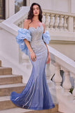 SEQUIN REMOVABLE SLEEVE GOWN