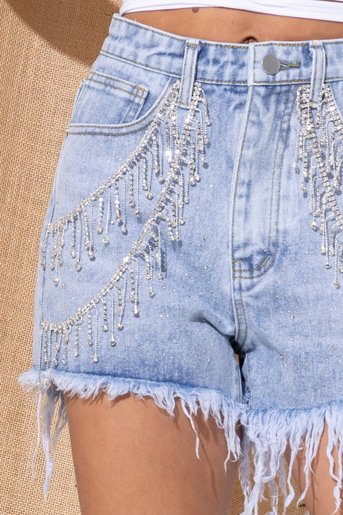 ANDWANG fringe denim short pants ANDWANG fringe denim short pants