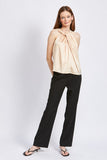 BLUSA SENZA MANICHE CON INCROCIO FRONTALE