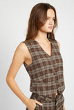 GILET À CARREAUX BOUTONNÉS