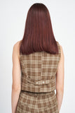 GILET À CARREAUX BOUTONNÉS