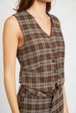 GILET À CARREAUX BOUTONNÉS