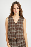 GILET À CARREAUX BOUTONNÉS