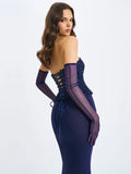 Orabelle Navy Mermaid Gown With Lace-up Back