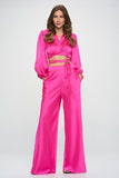 SILKY SATIN WRAP CROP TOP
