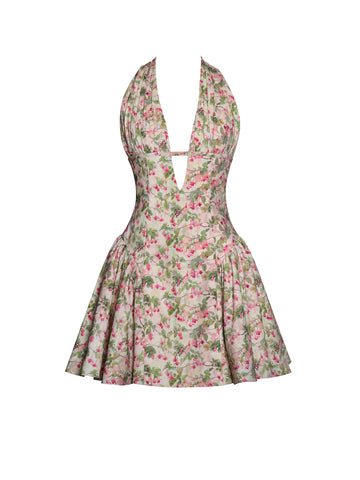 Mackenzie Green And Pink Floral Print Mini Dress Medium Mackenzie Green And Pink Floral Print Mini Dress Medium