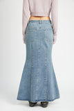 GONNA LUNGA IN DENIM A FLUSSO