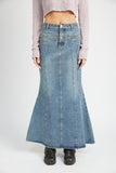 GONNA LUNGA IN DENIM A FLUSSO