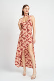ROBE LONGUE ASYMÉTRIQUE À FLEURS