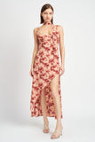 ROBE LONGUE ASYMÉTRIQUE À FLEURS