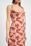 ROBE LONGUE ASYMÉTRIQUE À FLEURS