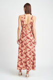 ROBE LONGUE ASYMÉTRIQUE À FLEURS