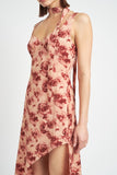 ROBE LONGUE ASYMÉTRIQUE À FLEURS