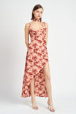 ROBE LONGUE ASYMÉTRIQUE À FLEURS