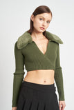CARDIGAN COL V AVEC COL EN FOURRURE