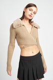 CARDIGAN COL V AVEC COL EN FOURRURE