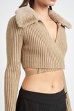 CARDIGAN COL V AVEC COL EN FOURRURE