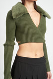 CARDIGAN COL V AVEC COL EN FOURRURE