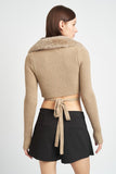 CARDIGAN COL V AVEC COL EN FOURRURE