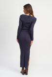 ROBE LONGUE COL LICOU AVEC FENTE