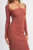 ROBE LONGUE COL LICOU AVEC FENTE