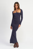 ROBE LONGUE COL LICOU AVEC FENTE