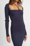 ROBE LONGUE COL LICOU AVEC FENTE