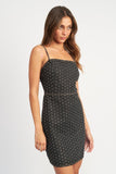 MINI ABITO CON STRASS E VITA STRETTA