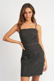 MINI ABITO CON STRASS E VITA STRETTA