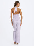 Quinzella Lavender Linen Plunging Halter Neck Top