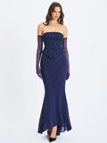 Orabelle Navy Mermaid Gown With Lace-up Back