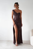 ONE SHOULDER SATIN CORSET GOWN