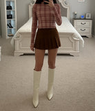 SUEDE MINI PLEADED SKIRT