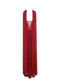 Giselle Crimson Peplum Mermaid Gown with Chiffon Scarf