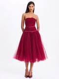 MABEL DROP WAIST LAYERED MIDI PUFFY DRESS