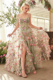 SAGE FLORAL PRINT LAYERED A LINE DRESS