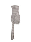 Tommie Ivory & Burgundy Lyocell Jersey Tie Strap Mini Dress