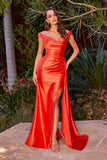 FITTED OFF SHOULDER DRAPED GOWN