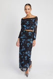 ROBE LONGUE TRANSPARENTE À FLEURS